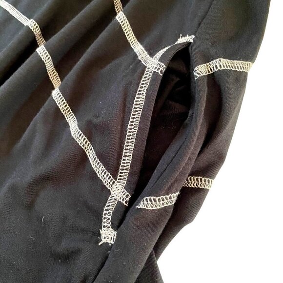 LOGO by Lori Goldstein Sz S Lagenlook Black/White Stitching Pockets Split Hem - Picture 6 of 10